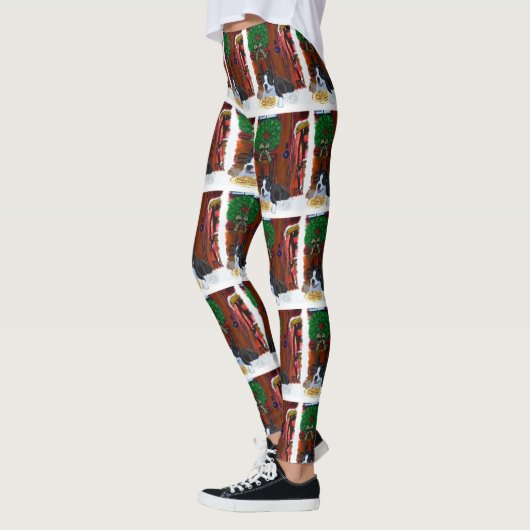 Leggings Noël de la marionnette de Boston Terrier (Gauche)