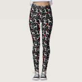 Leggings Noël de Noël de Dalmatie Chiens noirs de Noël (Devant)