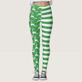 Leggings Noël des cerfs verts et des rayures (Devant)