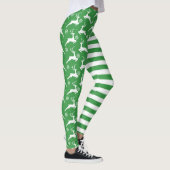 Leggings Noël des cerfs verts et des rayures (Droite)