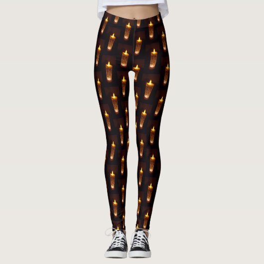 Leggings Noël Diwali Flames Funny Candle Motif (Devant)