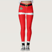 Leggings Noël Elf Santa Claus Rouge (Devant)