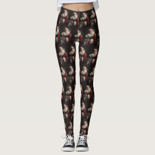 Leggings Noël festif Dalmatien avec le Père Noël
