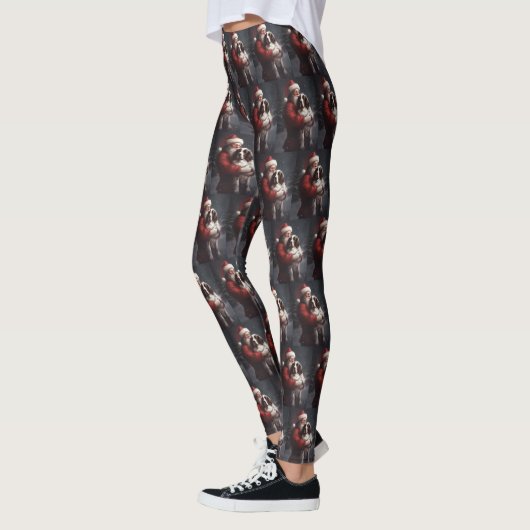 Leggings Noël festif Springer Spaniel Santa Claus (Gauche)