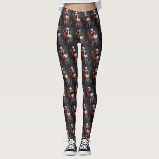 Leggings Noël festif Springer Spaniel Santa Claus (Devant)