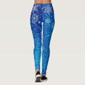 Leggings Noël Fête Bleue Parties scintillant Neige Flammes  (Dos)