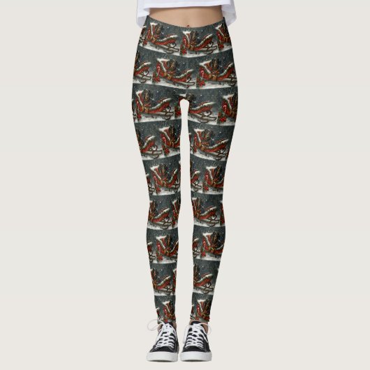 Leggings Noël Fête de chien Dachshund (Devant)
