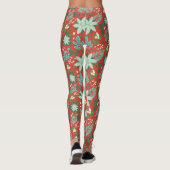 Leggings Noël Fête Florale Rouge (Dos)