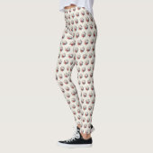 Leggings Noël Fleurs Blanches Rouges Fêtes Élégant (Gauche)