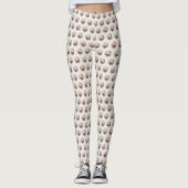 Leggings Noël Fleurs Blanches Rouges Fêtes Élégant (Devant)