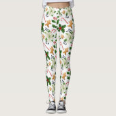Leggings Noël Floral Holly Sucres de canne pain d'épices (Devant)