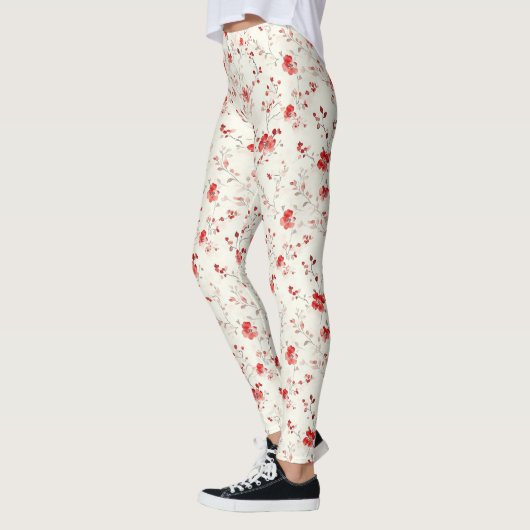 Leggings Noël floral marron crème (Gauche)