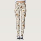 Leggings Noël floral marron crème (Devant)