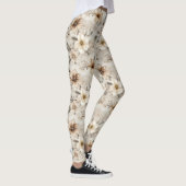 Leggings Noël floral marron crème (Droite)