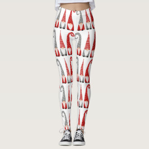 Leggings Noël Gnomes Rouge Grey Motif de vacances