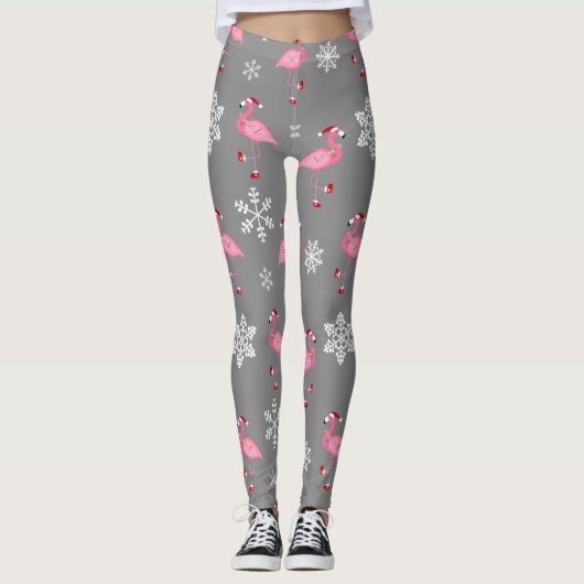 Leggings noël gris santa claus flamingo (Devant)