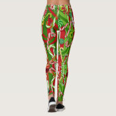 Leggings Noël J'Aime Les Légendes De Bonbons Rouge Vert Pan (Dos)