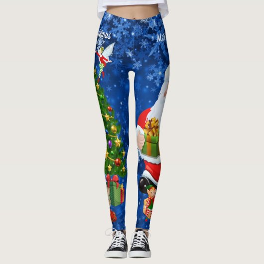 Leggings Noël Magie Santa Claus Arbre Elfes Fée mignonne (Devant)