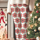 Leggings Noël Motif rouge et blanc Poinsettia