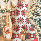 Leggings Noël Motif rouge et blanc Poinsettia