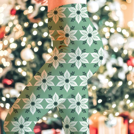 Leggings Noël Motif vert et blanc