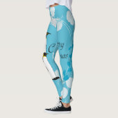 Leggings noël, noël, pingouin, fleurs, bleu, (Gauche)