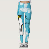 Leggings noël, noël, pingouin, fleurs, bleu, (Devant)