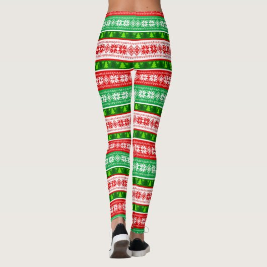 LEGGINGS NOËL ORNAMENTS DESIGN ROUGE BLANC VERT (Dos)