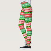 LEGGINGS NOËL ORNAMENTS DESIGN ROUGE BLANC VERT (Gauche)