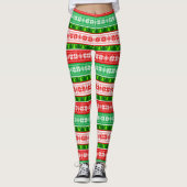LEGGINGS NOËL ORNAMENTS DESIGN ROUGE BLANC VERT (Devant)