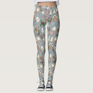 Leggings Noël pain d'épices cosy avec cannes de bonbons