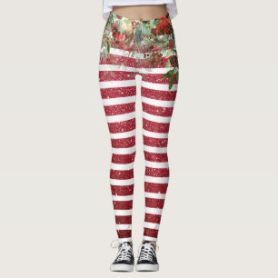 Leggings Noël Parties scintillant de vacances Pine Poinsett