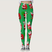 Leggings Noël père Noël présente cadeau motifs filles femme (Devant)