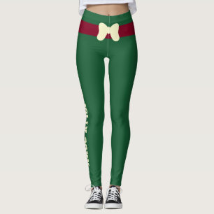 Leggings Noël personnalisé Burgundy Ivoire Arc Hunter Vert
