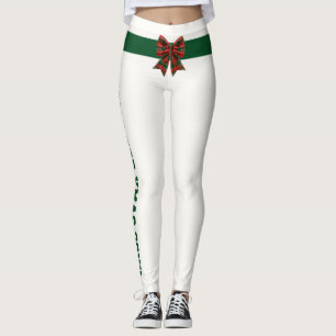Leggings Noël personnalisé carreaux vert rouge noeud papill