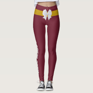 Leggings Noël personnalisé vintage bordeaux ruban doré
