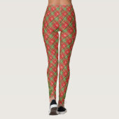 Leggings Noël Plaid Rouge, Vert, Or avec arbre (Dos)