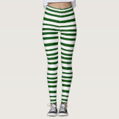Leggings Noël rayé vert et blanc de mode de vacances (Devant)