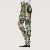 Leggings Noël Rétro Vintage : Collage Vert (Gauche)