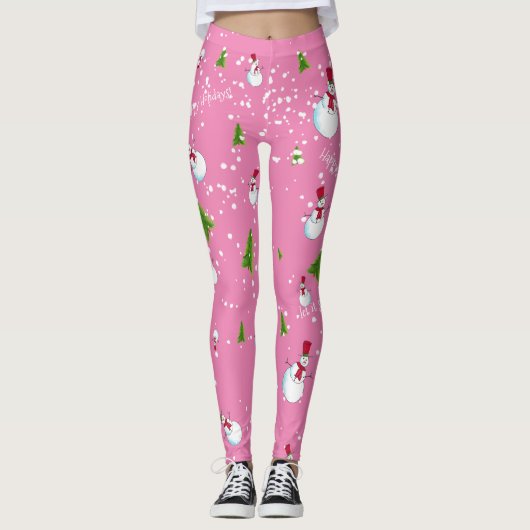 Leggings Noël rose Snowman (Devant)