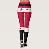 Leggings Noël Rouge Blanc Stars Ceinture Santa Claus Femmes (Dos)