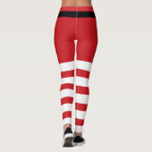 Leggings Noël rouge et blanc rayé (Dos)
