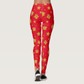 Leggings Noël rouge et or motif de vacances (Dos)