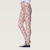Leggings Noël Rouge et vert marguerite motif floral (Gauche)