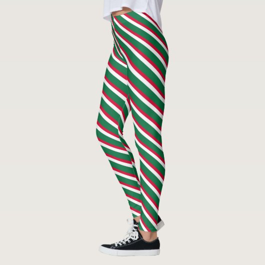 Leggings Noël rouge et vert rayé (Gauche)
