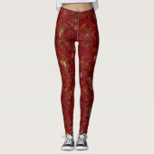 Leggings Noël Rouge Motif Vacances de luxe (Devant)