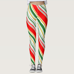 Leggings Noël Rouge Vert Or Rayé
