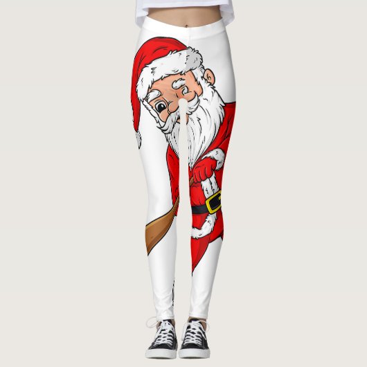 Leggings Noël Santa Claus Baseball Pitcher Boys T Enfants (Devant)