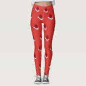 Leggings Noël santa claus casquette motif rouge (Devant)