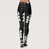 Leggings Noël scandinave mignon Arbres noirs et blancs (Dos)
